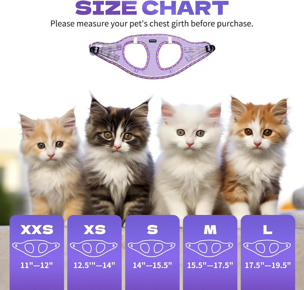 Rttochfy Cat Harness and Leash Set, Escape Proof Kitten Harness, Soft and Breathable Vest with Reflective Strip, Easy to Wear for Cats Walking and Traveling (Pink, S)