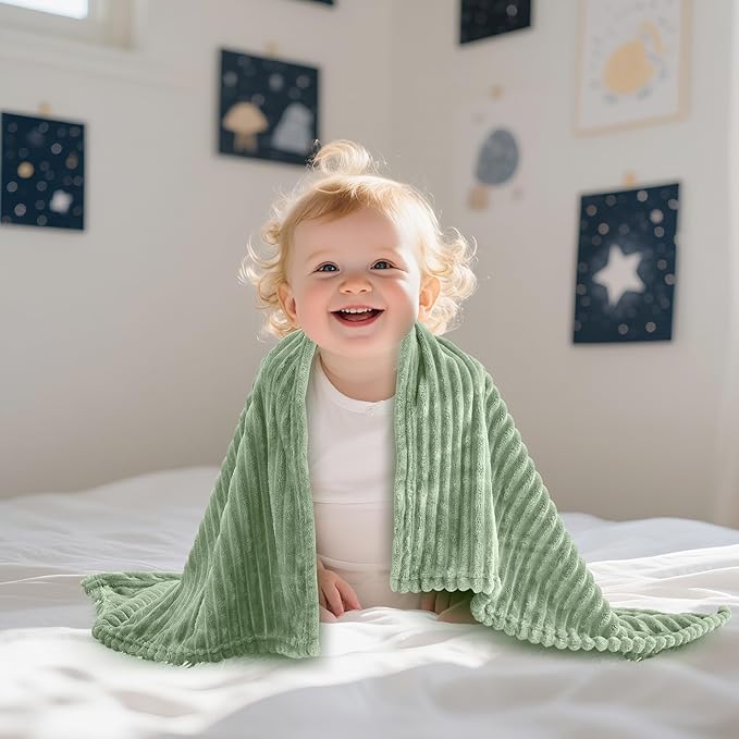 Soft Fleece Baby Blanket Ultra Cozy Green Baby Blankets - Image 8