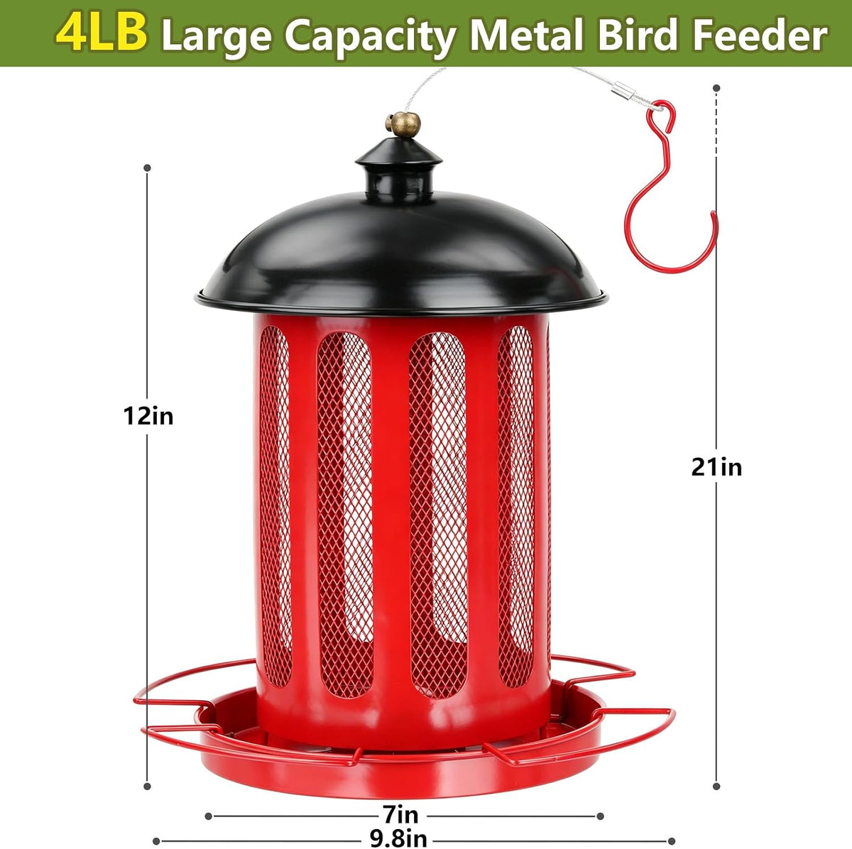 Bird Feeder, 4LB Large Capacity Bird Feeders for Outdoor Hanging