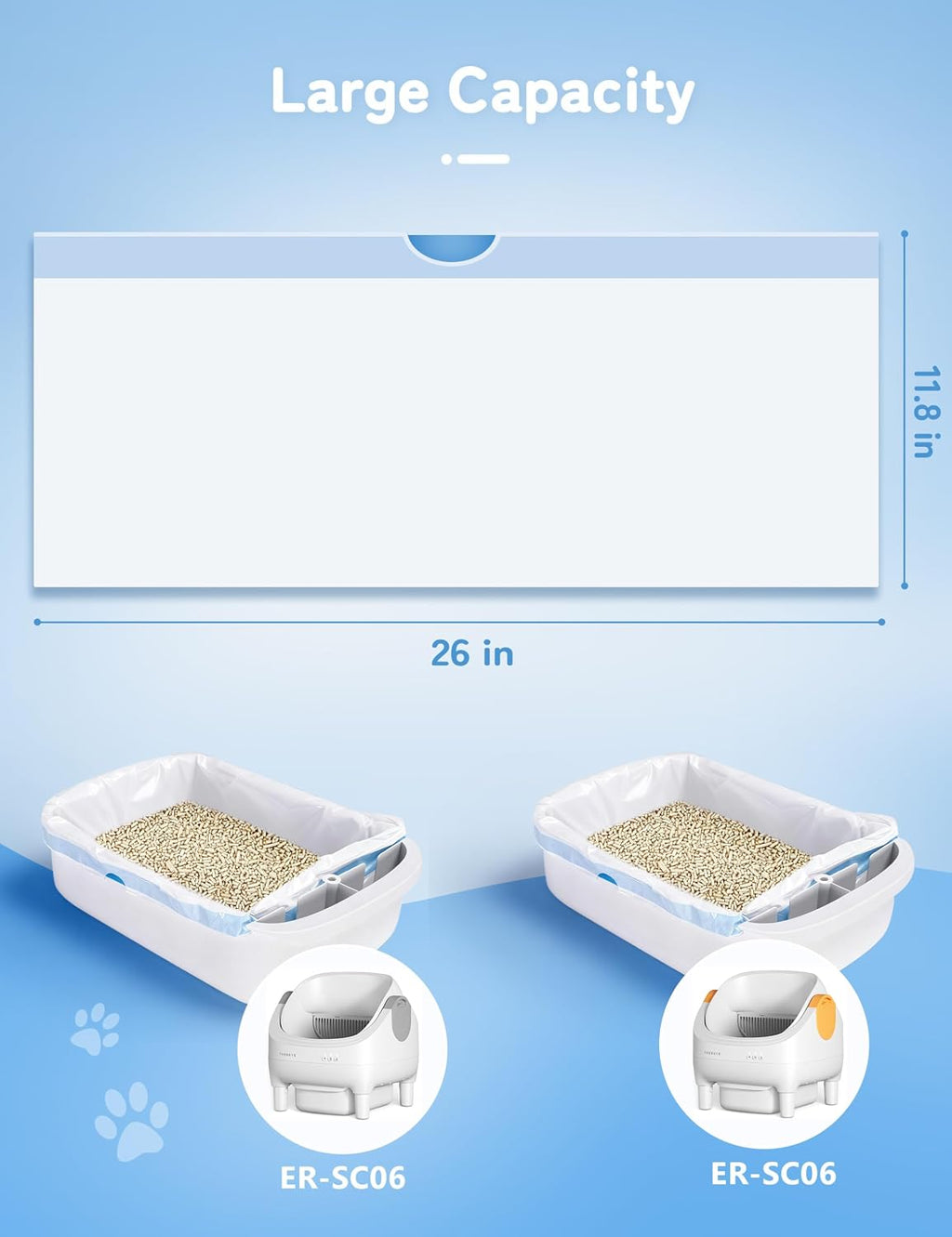 Thereye Cat Litter Bags, 60 Counts Litter Box Liners for SC06/SC07/SC08