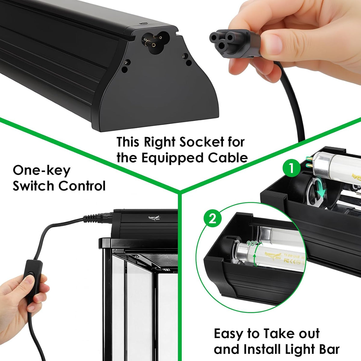 UVB Light for Reptiles Bearded Dragon, T5 UVB Reptile Light Fixture HO UVB Bulb Lighting Combo Kit 10.0 24W UVA UVB Reptile Light Bulb Terrarium Lamp Tube Bar for Snake Gecko Turtle Lizard, 22 Inch