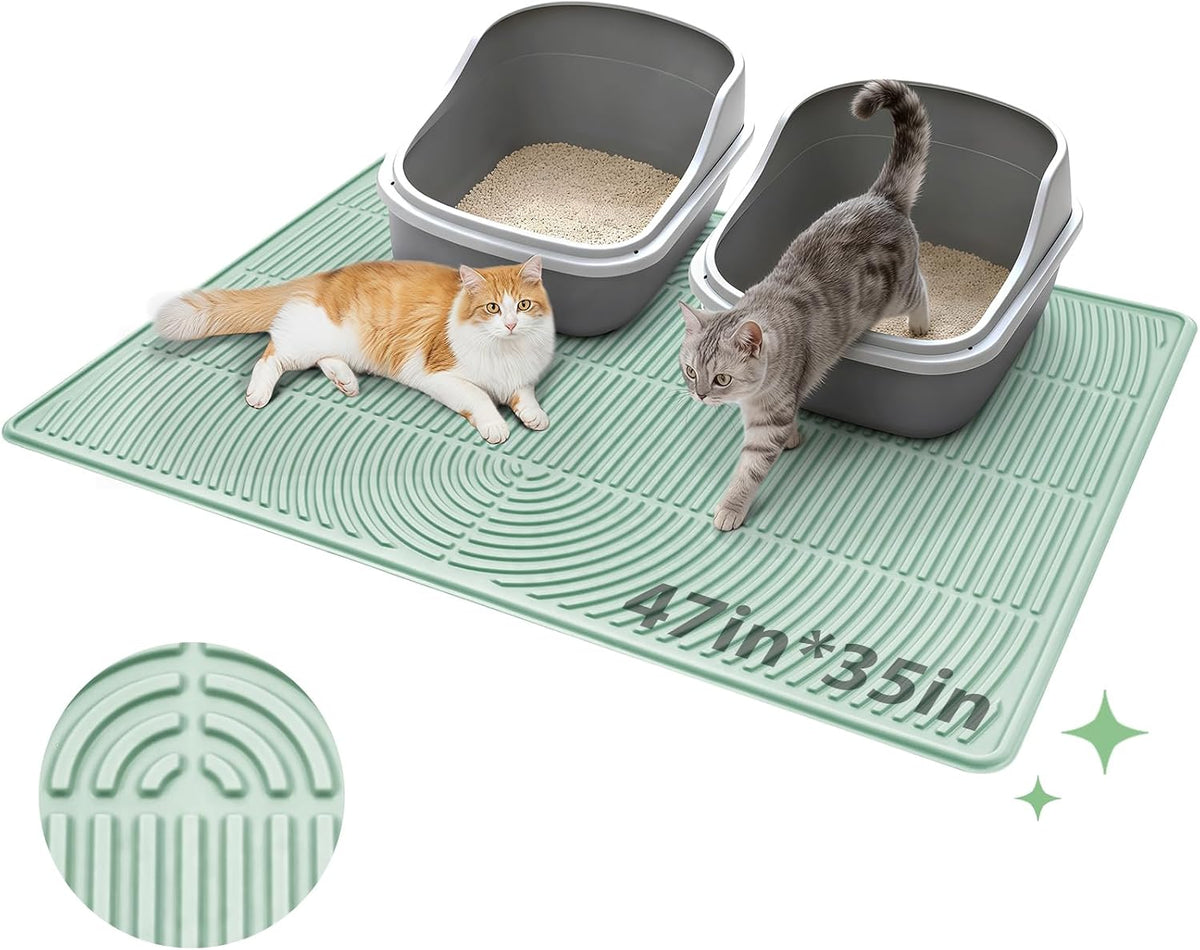 Extra Large Cat Litter Mat, Silicone, 40 x 28 Inch, Grey