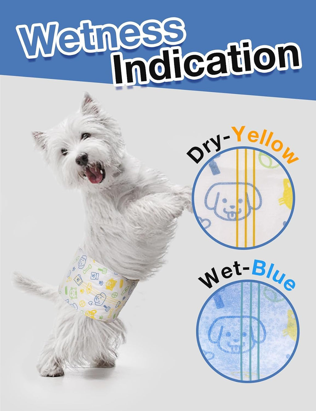 Dono Disposable Male Dog Diapers, Super Absorbent Male Dog Wraps for Small to Large Dogs, 360° Leak-Proof with Wetness Indicator,XS,24PCS