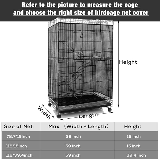 Shappy Large Bird Cage Seed Catcher, Bird Cage Cover Net Skirt Guard, - Image 3