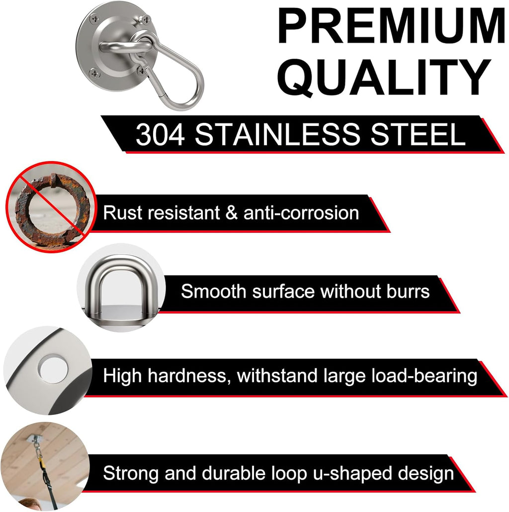 2 Pack Secure Dog Leash Parking Indoor Outdoor, Heavy Duty Stainless Steel Wall-Mounted Holder Tie Out Use, Perfect for Small, Medium & Large Dogs in Yards, Picnics & Camping HTNLNF