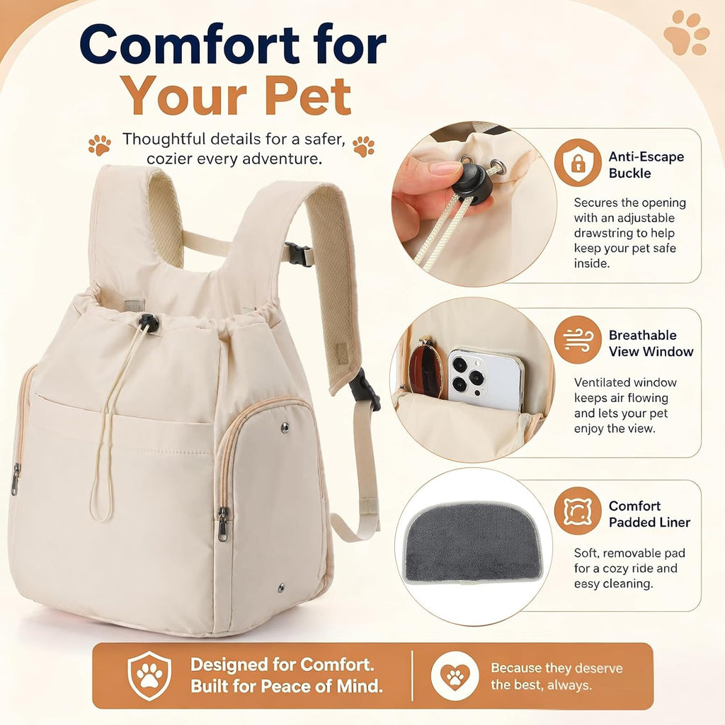 Eccliy Dog Sling Carrier for Small Pets up to 15lbs, Cream