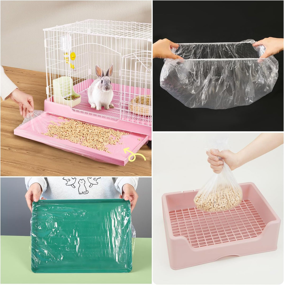50 Pack Disposable Rabbit Litter Box Liners Disposable Rabbit Cage Cover Liner Waterproof Plastic Wrap for Guinea Pig Training Potty Tray Bunny Litter Pan Trainer Corner Pellet Bedding Toilet