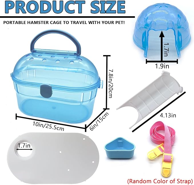 Portable Hamster Cage Syrian Hamster Carry Travel Cage - Image 2