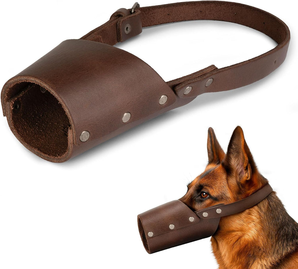Hide & Drink, Leather Dog Muzzle Guard, Secure Pet Accessory, Pitbull German Shepherd & Any Breeds, Small Medium Large, Handmade (Large)