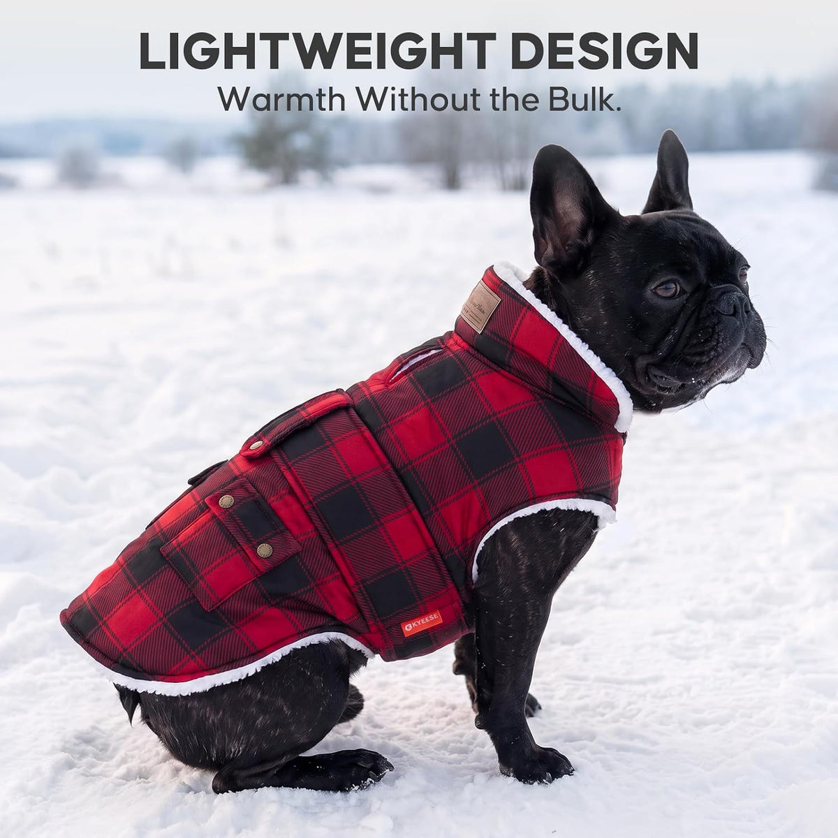 KYEESE Dog Coat Waterproof Dogs Jacket with Fleece Lined Soft Pet Sweater for Cold Weather Windproof Dog Coats for Small Dogs Thick Pets Clothes with Pocket Warm Pet Winter Puffer Coat with Leash Hole