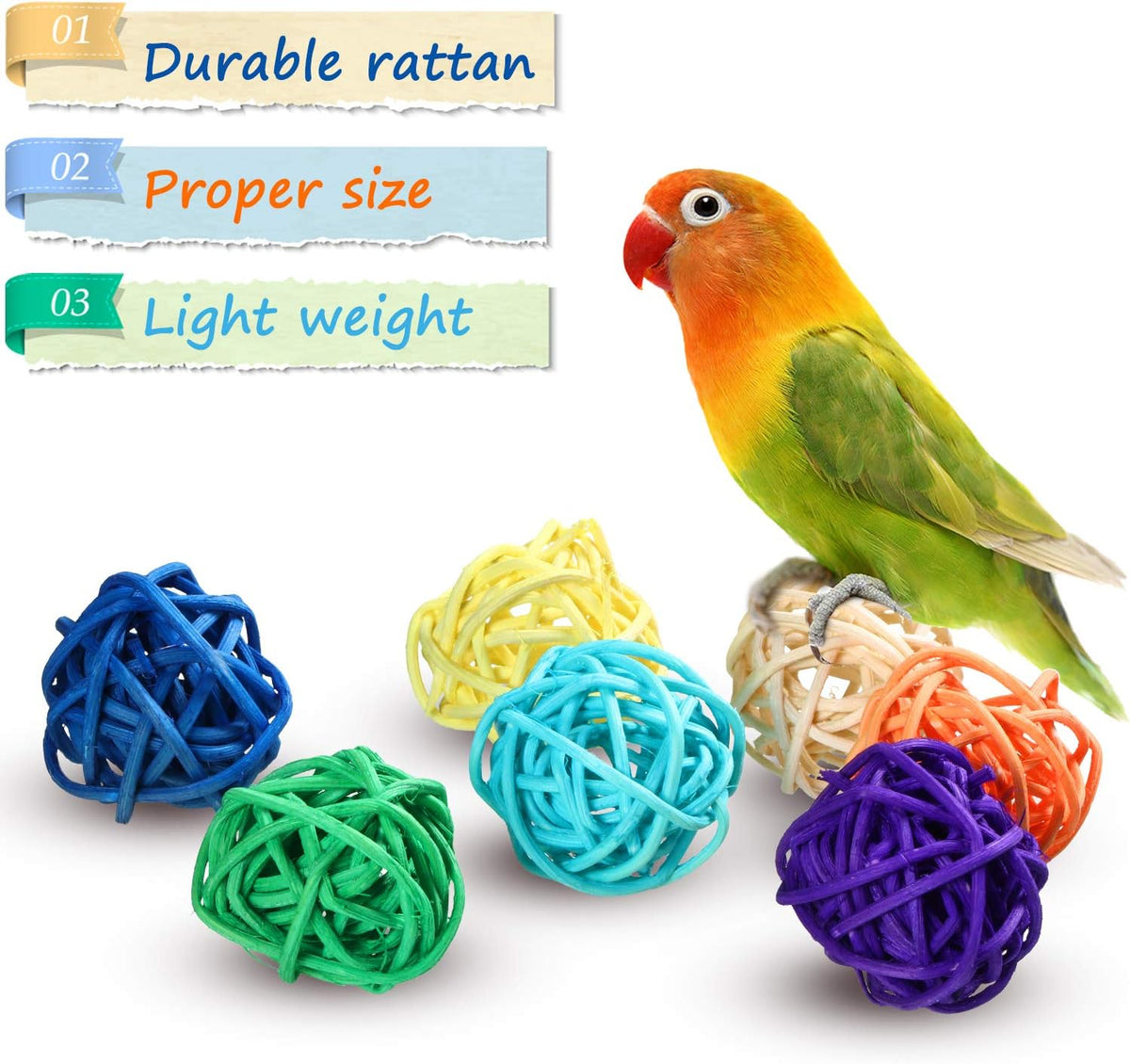 Sumind 80 Pcs 1.2" Parrot Wicker Rattan Balls, Bird Mini Balls Chewing Toy