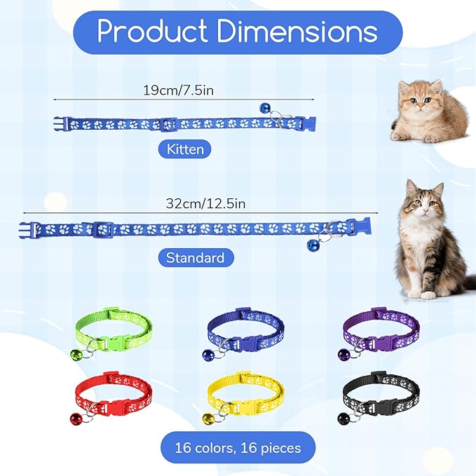 6 Pcs Collar for Cats, Breakaway Cat Collars Reflective Safety Kitten Collar - Image 2