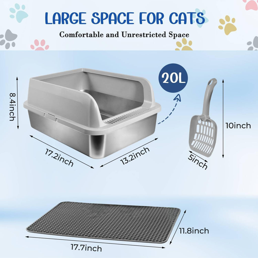 Stainless Steel Cat Litter Box, Kitty Litter Box for Small Cats