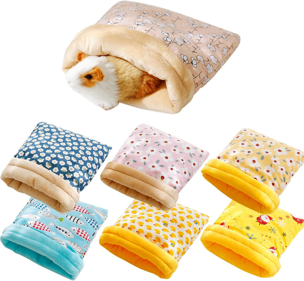 Yoxebo Hamster Sleeping Bag,Winter Soft Warm Bed Plush Small Pet Nest Snuggle Sack Hideout Pouch for Hedgehog Guinea Pig Squirrel Animals,Random Color Multi-colored 7.9x9.8 in