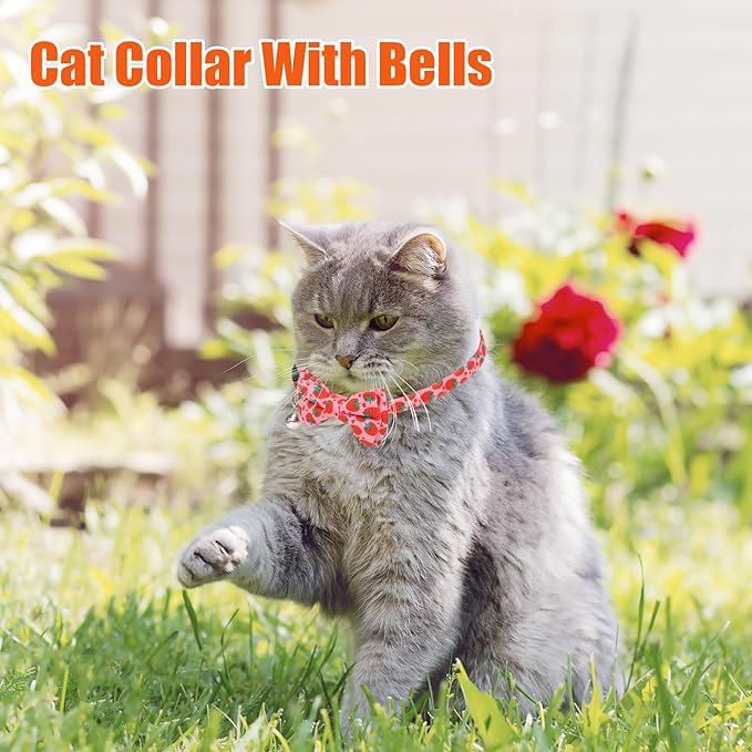 4 Pack Cat Collar with Bow Tie and Bell Breakaway Fruit Cat Collars Spring - Image 6