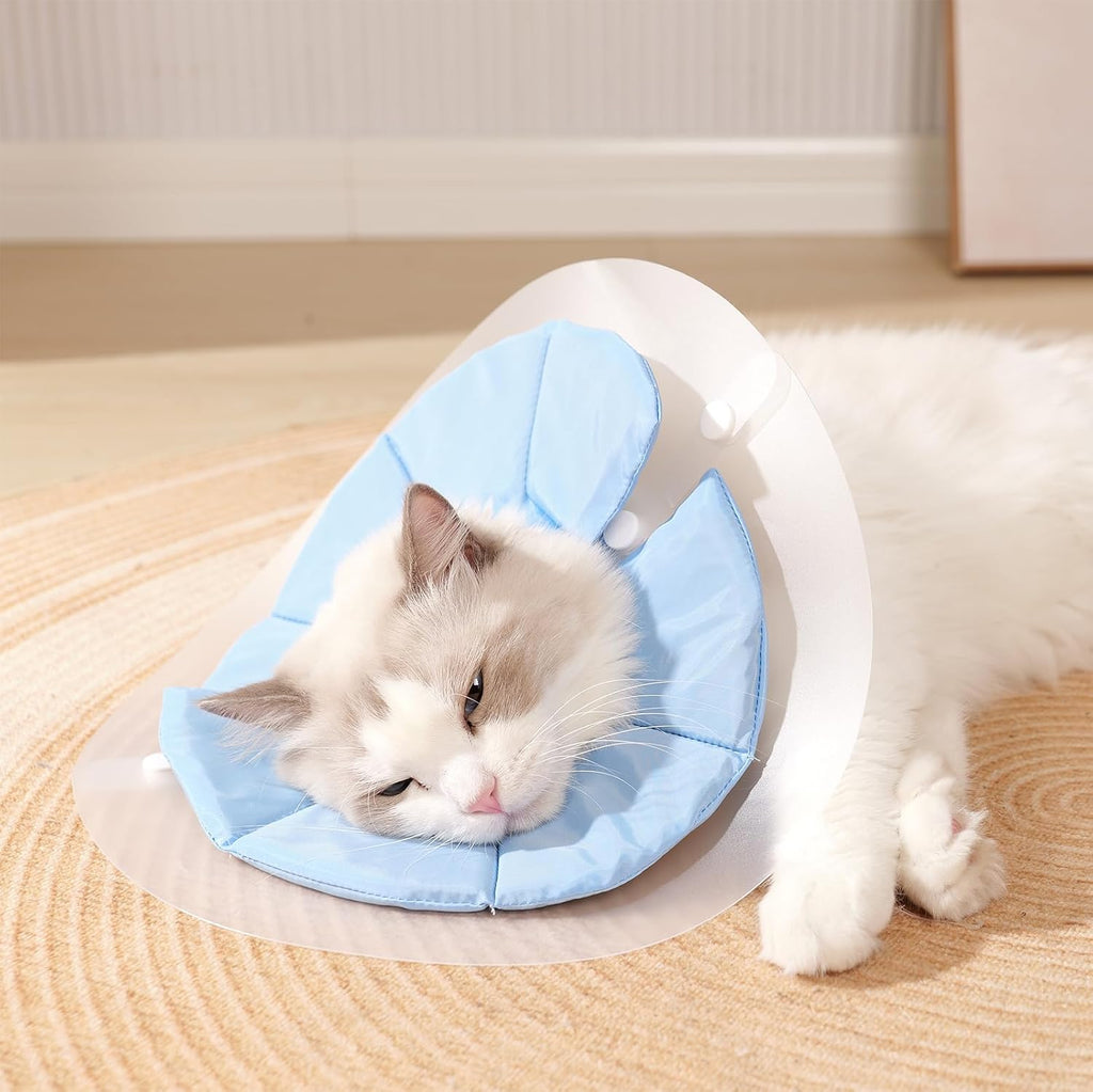 Dual Layer Cat Cone, Dual-Purpose Model Lightweight All-Around Protective Neck After Surgery E Collar to Wound (Blue S (4.7inch- 9.8inch))