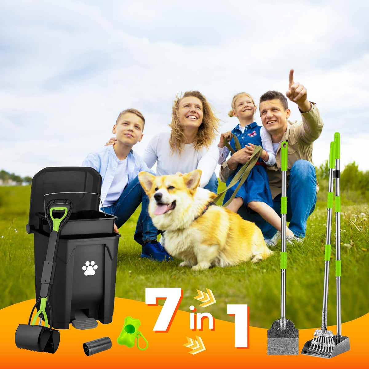 20L Dog Poop Trash Can Outside, Pet Waste Trash Can Container Odor Control