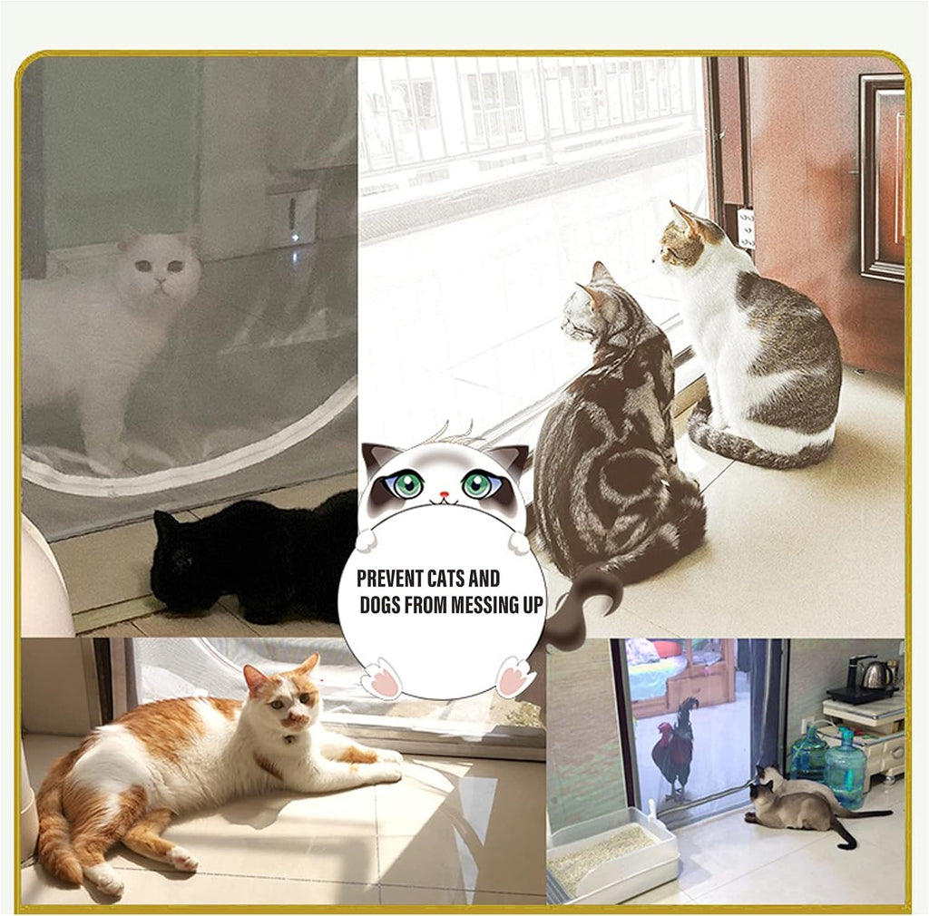Cat Resistant Mesh Screen, 38" x 83" Cat Resistant Door Screen with Zipper Stop Cats Running Out, Thickened Cat Resistant Mesh Screen Door Pet Door Screen for Cat Pet Home Bedroom, Living Room Door