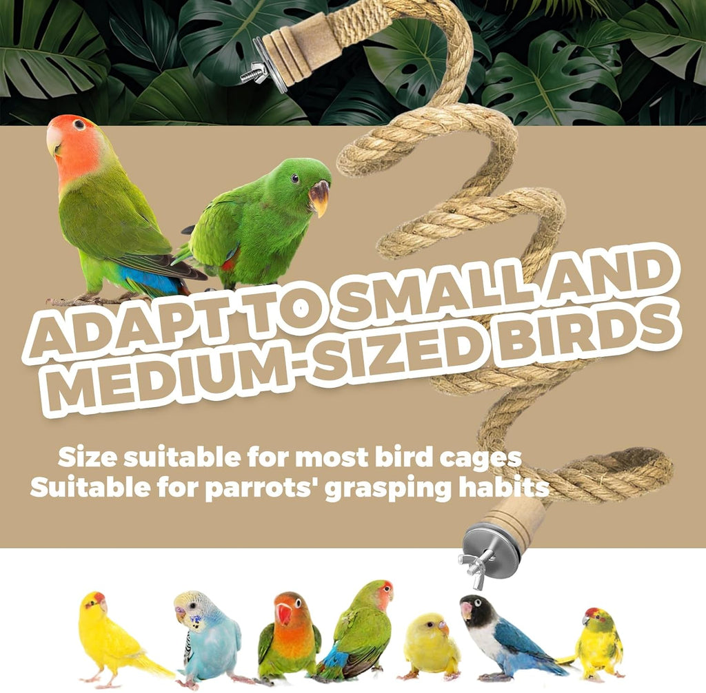 Bird Rope Perches Jute Rope,Bendable Parrot Bird Perch Rope Stand for Cage,Stand Climbing Stand Toy for Cockatiels, Lovebirds, Budgies,Parakeets(59")