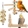 3pcs Natural Wood Bird Perch Toys, Rotating Perch Stand, L-Shaped Perches by DBNESS