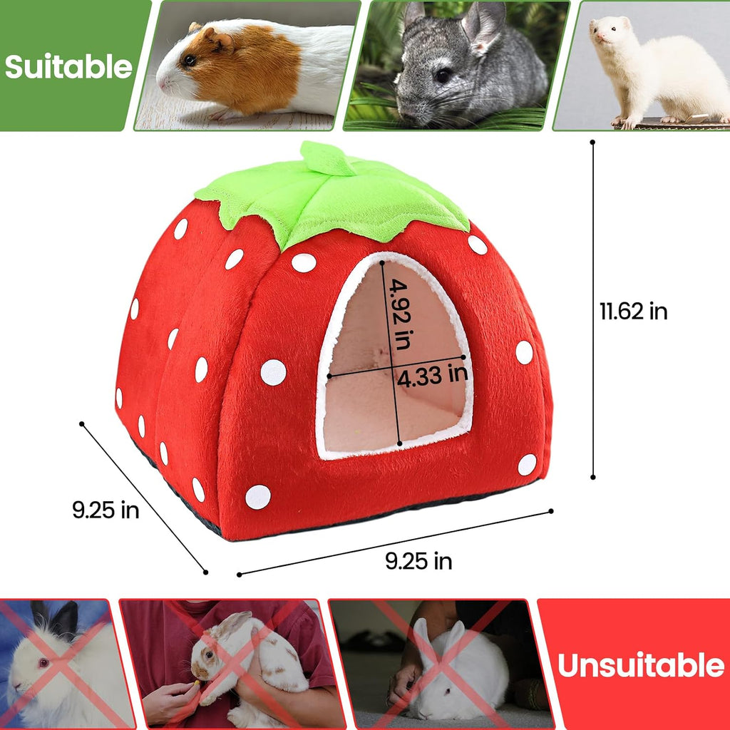 Mygeromon Guinea Pig Bed Rabbit Hideout Cuddle Cup (Strawberry Style)