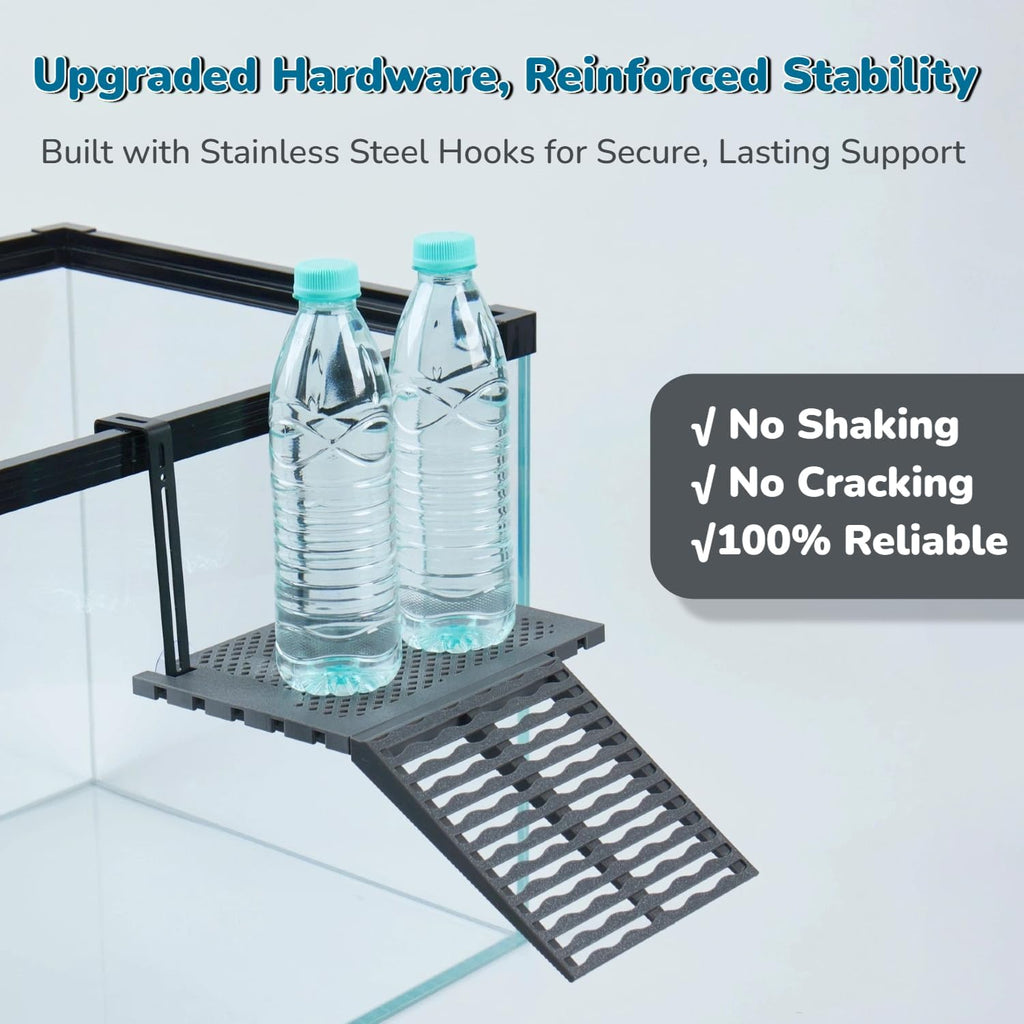 Compact Hanging Turtle Basking Platform with Built-in Food Tray