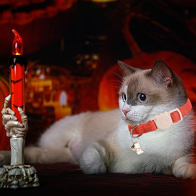Elegant little tail 2 Pack Cat Collar- Halloween Orange&Purple Linnet Cat - Image 5
