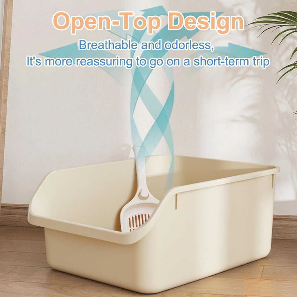 Rabbit Litter Box with Low Entry, High Back Splash Guard for Guinea Pigs, Hamsters, Hedgehogs, Chinchillas & Small Animals, Easy Clean Potty Training Pan for Cage (White)