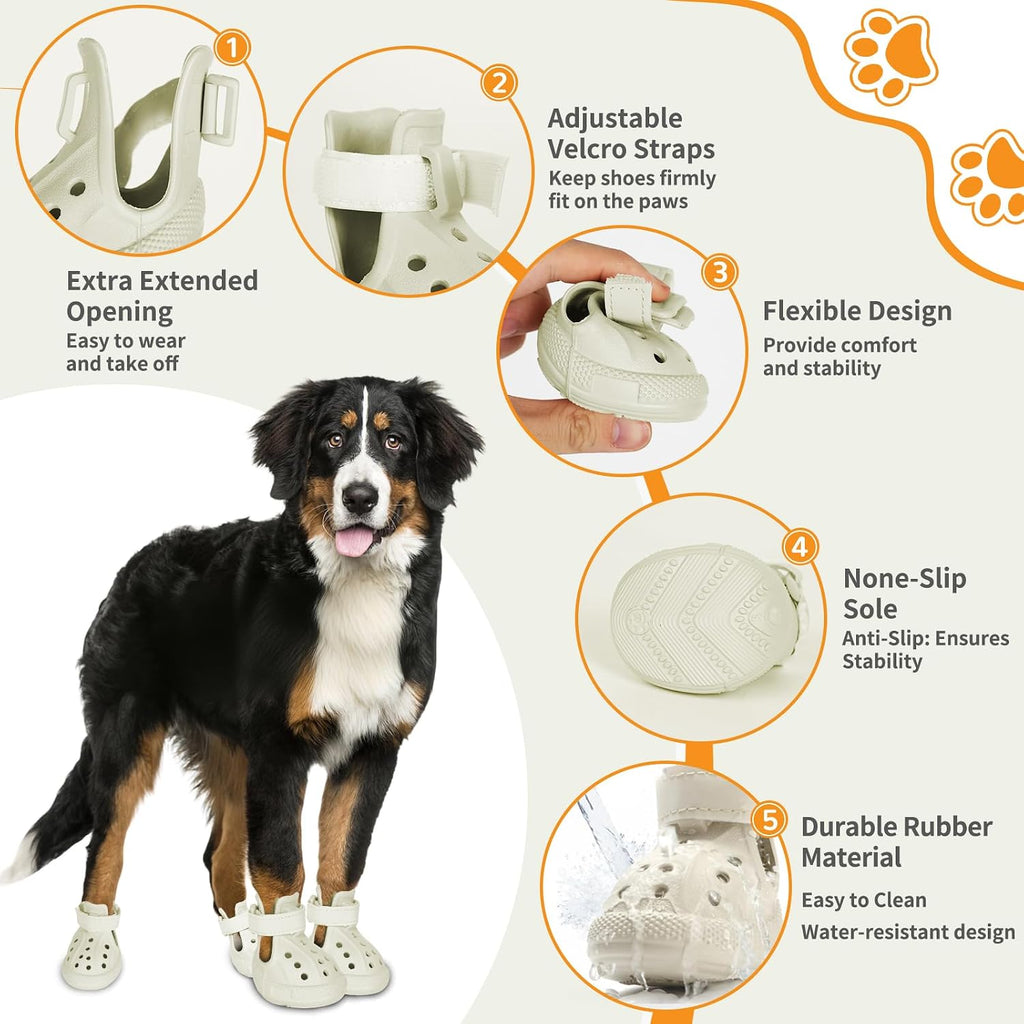 Dog Shoes for Medium Large Size, Breathable Dog Shoe for Hot Pavement, Dog Booties and Paw Protectors, Non-Slip Waterproof Dog Sandals Boots with Reflective for Rain, Summer, Hiking, Snow (Size 5)