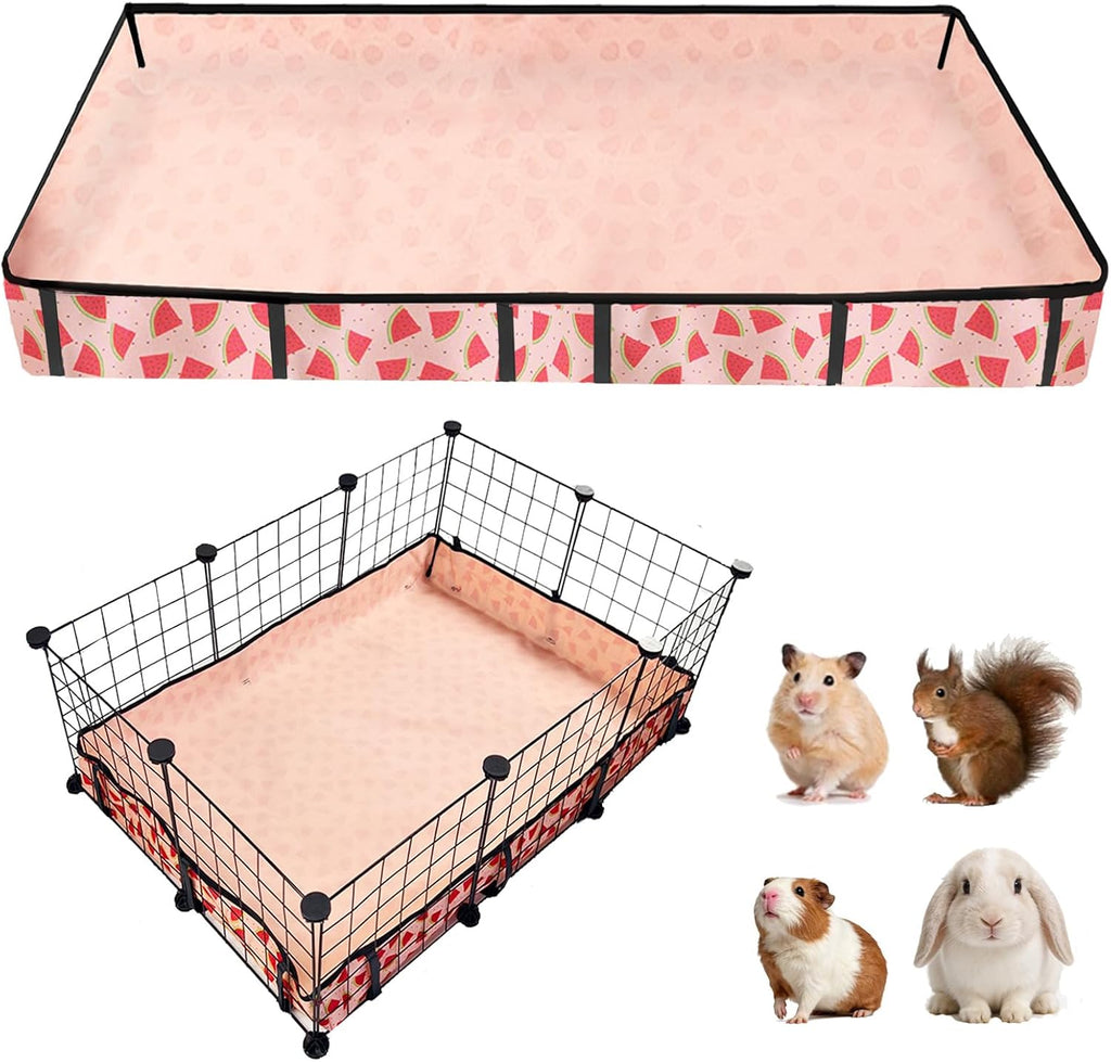 Waterproof Guinea Pig Cage Liners, Washable & Reusable Small Animal Cage Mat, for Rabbit, Hamster, Chinchilla, Hedgehog (Watermelon),C&C 24x48 inches