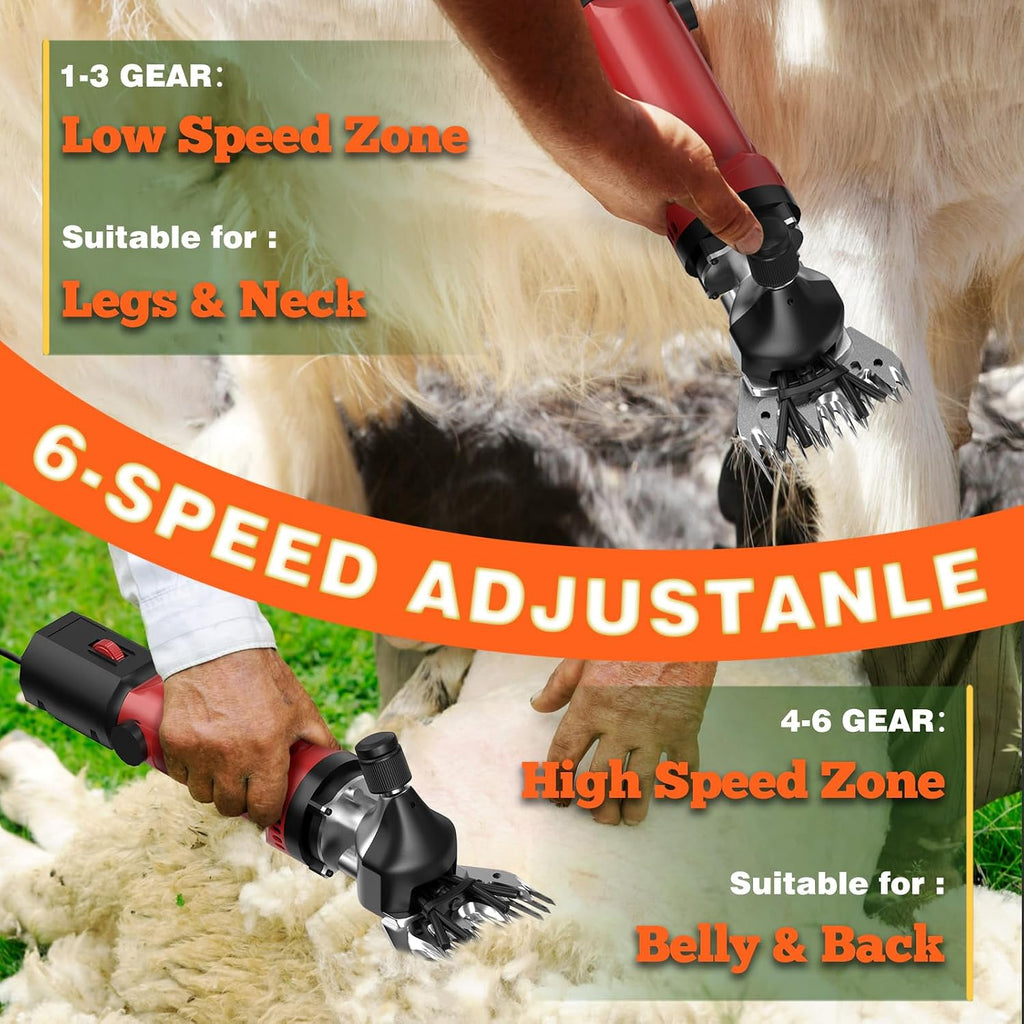 Electric Sheep Shears,600W Upgraded Professional Sheep Clippers,6 Speed Heavy Duty Shearing Clipper,13-Teeth Animal Grooming Clippers for Sheep Alpacas Goats and Thick Coat Animals