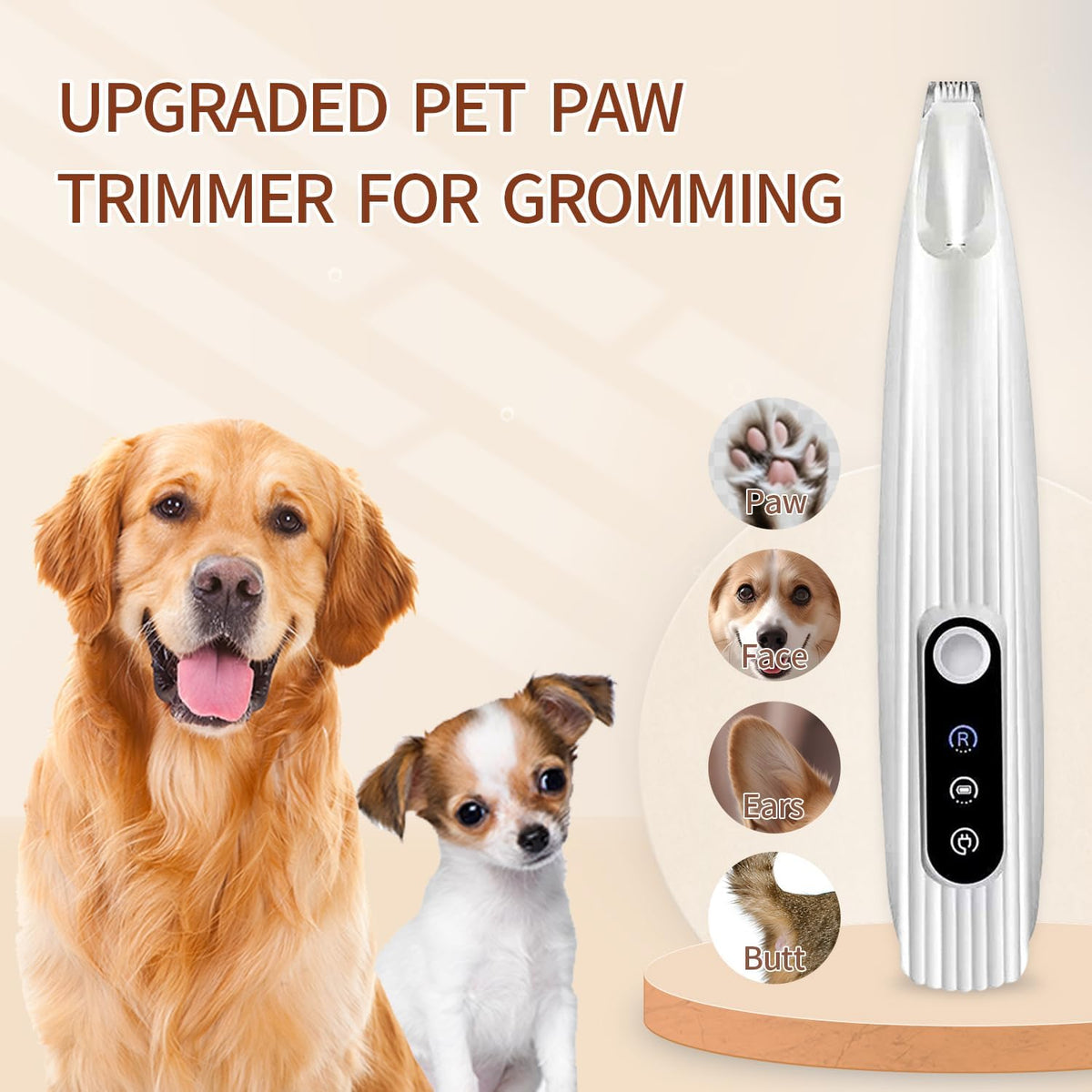 Dog Paw Trimmer, Quiet Electric Pet Hair Trimmer Dog Grooming Kit with LED Display