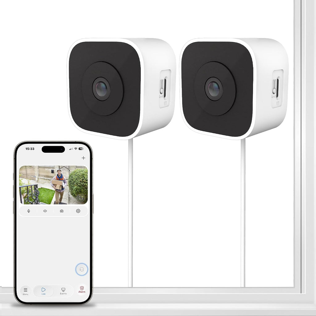 3MP 2K Window Camera, Indoor Camera for Home Security with Full-Color Night Vision, AI Human/Pet/Vehicle Detection, 24/7 Recording, 2-Way Audio, 5GHz & 2.4GHz WiFi Cloud/SD Storage (2 Pack)