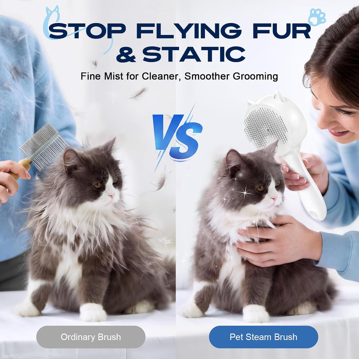 Pet Steam Brush Anti-static Self-Cleaning Mist Comb Dog Cat Grooming