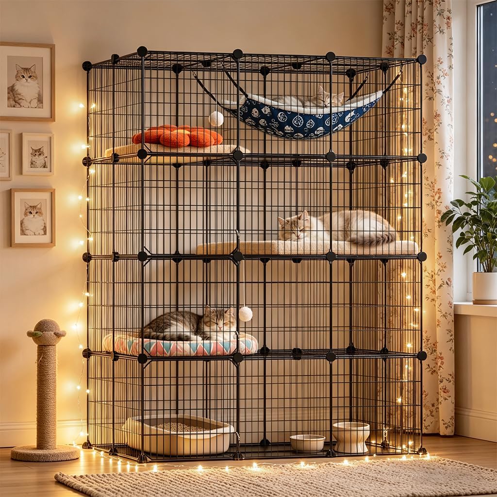 COMHOMA Cat Cage DIY Cat Enclosures Catio for Kitten (41"x 27"x 55")