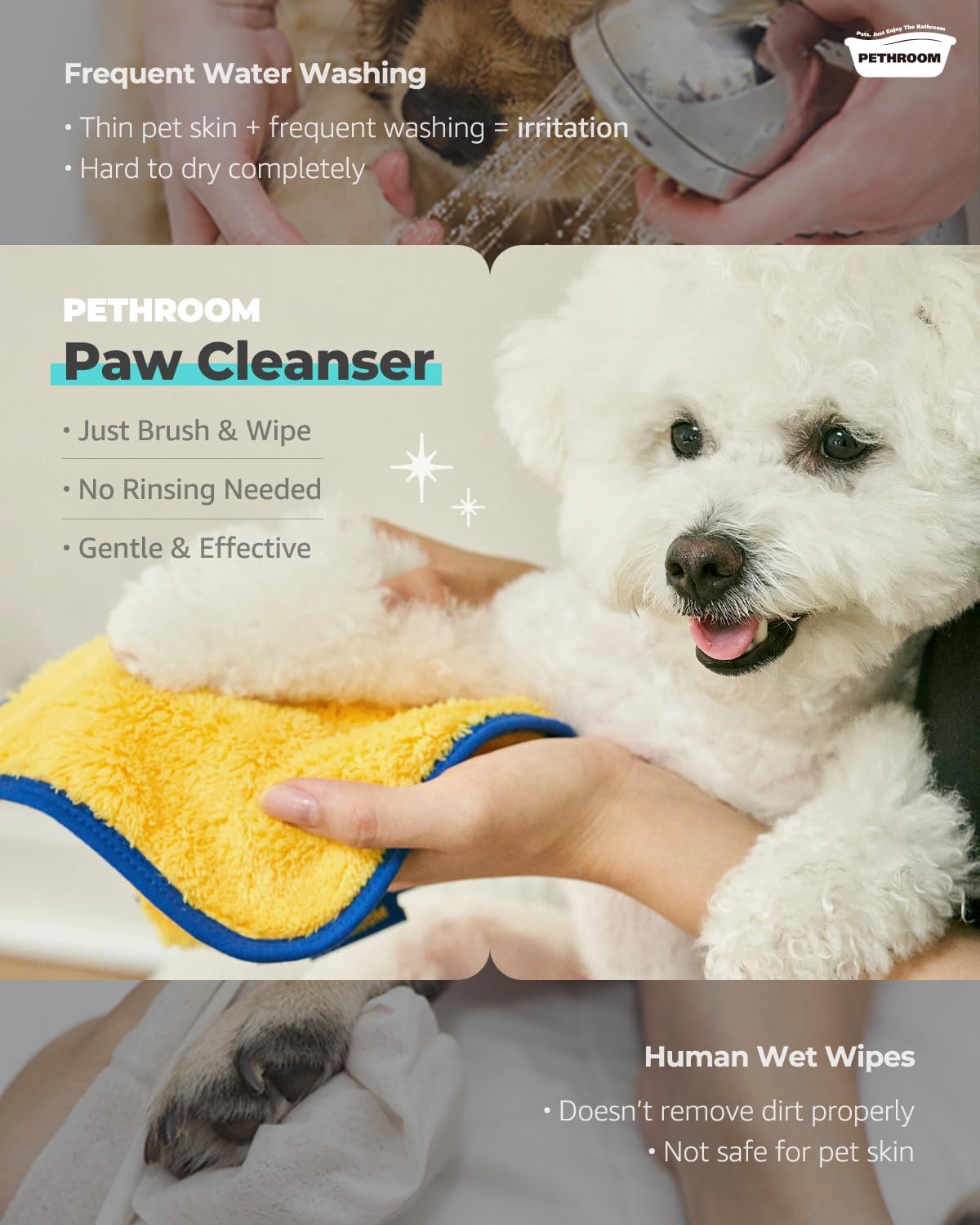 PETHROOM Zero Waterless Shampoo Foaming No-Rinse Dog Paw Wash
