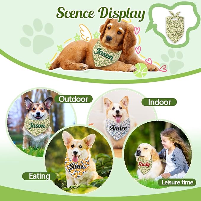 Personalized Dog Bandana with Embroidered Name, Custom Neckwear Dog Scarf - Image 5