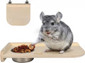 YKD Natural Wood Chinchilla Platform Set with Feeding Bowl