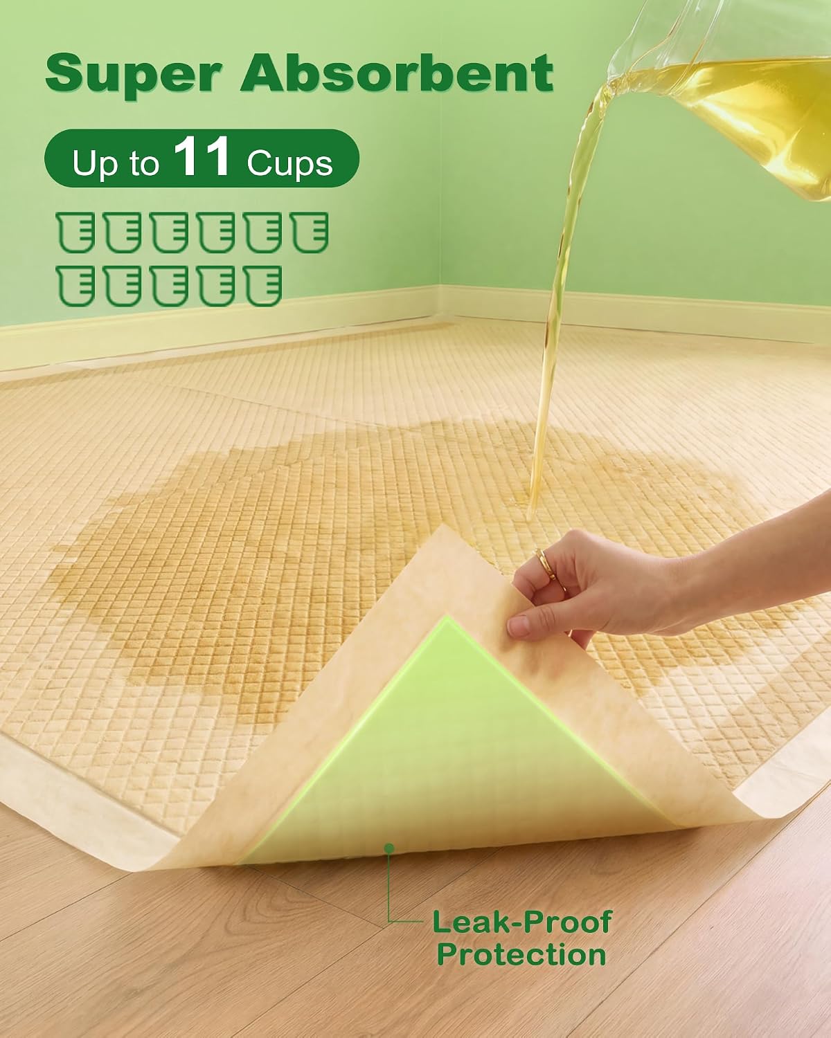 MIZOK Bamboo Dog Pee Pads Highly Absorbent No Leak XXL 36x36in 30Ct