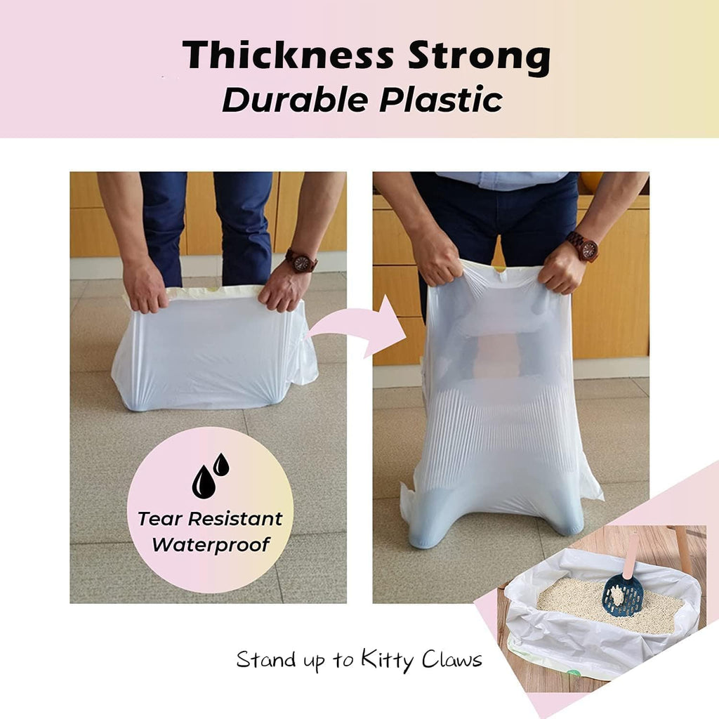 20 Count Jumbo Cat litter Box Liners, 46" x 19" Extra Large Heavy Duty Litter Pan Liner Bags with Drawstring for Pet Cat Litter Tray (Unscented)