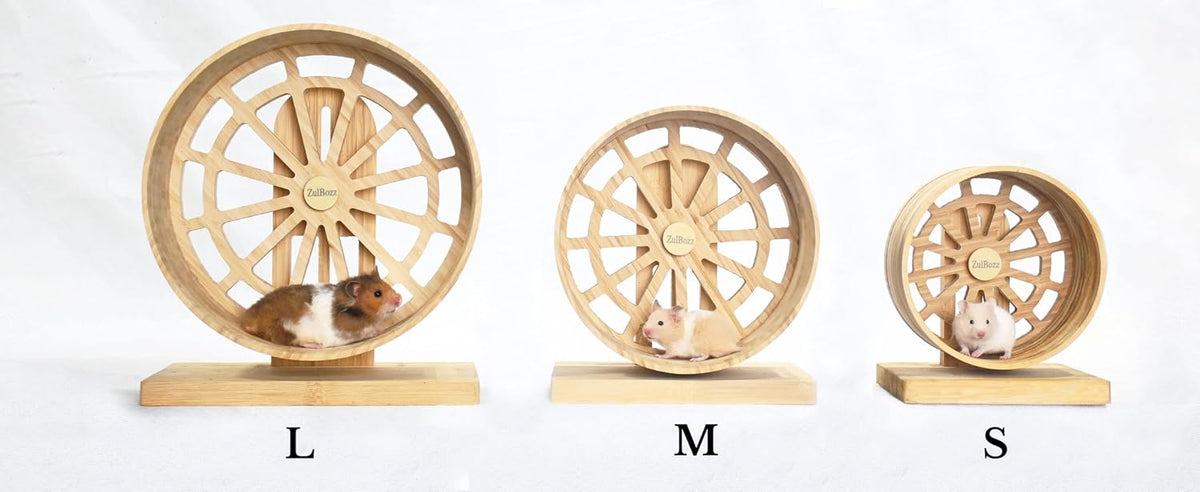 9" Silent Wooden Hamster Wheel - Bamboo Exercise Wheel, Small Pets