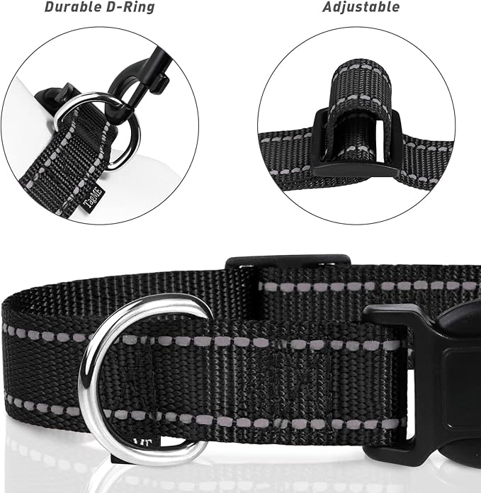 TagME Reflective Nylon Dog Collars, Adjustable Classic Pet Collar - Image 3