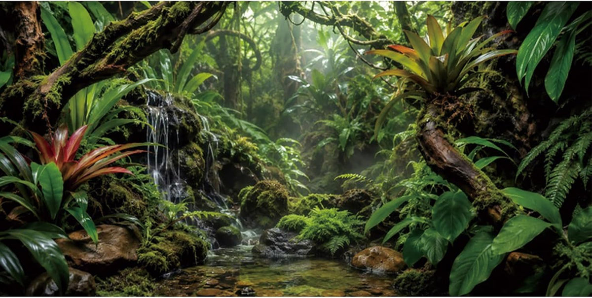 Rainforest Waterfall Reptile Habitat Background 72x24 In Terrarium Backdrop