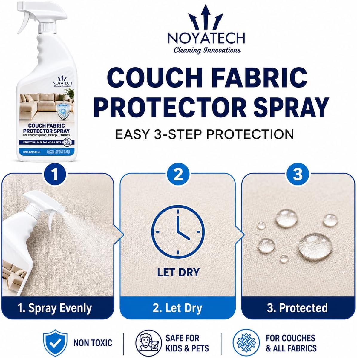 NOYATECH Couch Protector Spray, Sofa Fabric Upholstery Guard, 32 oz