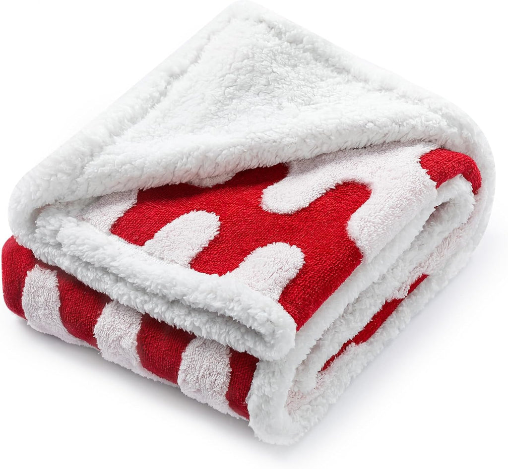 Waterproof Pet Blanket,Dog Bed Covers Small Throw for Puppy Cats Stylish Jacquard Pets Couch Sofa Furniture Protection Washable Reversible Covers (Red Wave,XS)
