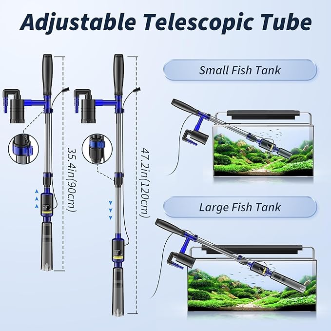 Fish Tank Cleaner, 530GPH/32W Electric Fish Tank Cleaning Tools, Adjustable - Image 6