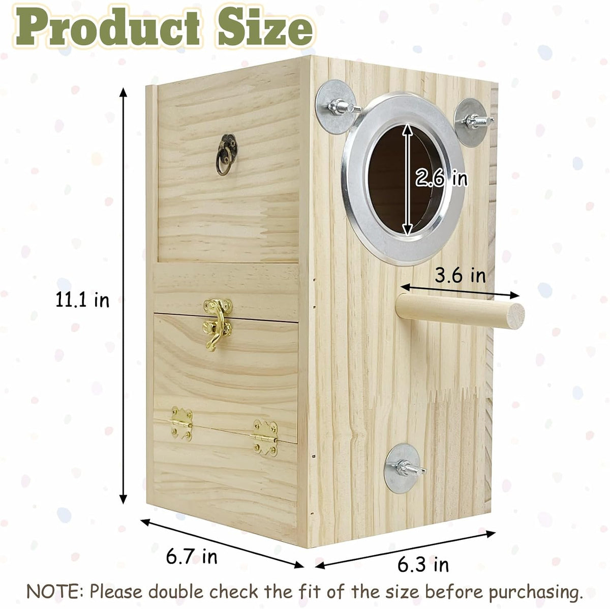 kathson Bird Nesting Box Wooden Parakeet Nesting Box Parrots Breeding Mating House Wood Bird Aviary Budgie Cage Accessories for Cockatiel Finch Lovebirds Conure