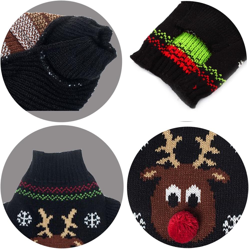 Dog Sweater for Christmas Cartoon Reindeer Pet Cat Winter Knitwear Warm Clothes (Small)