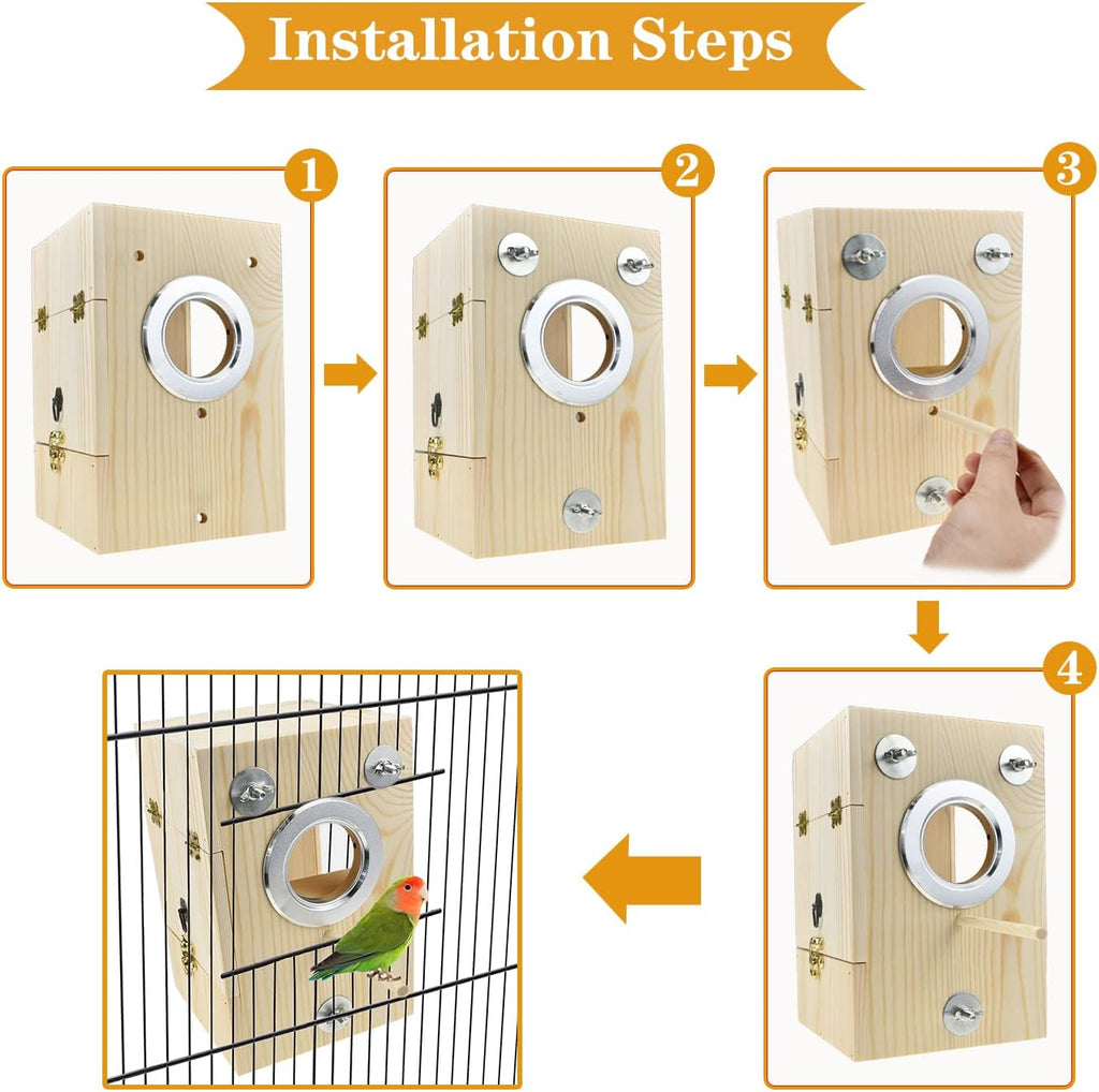 Bird Nest Box Parakeet Breeding Nest Box Bird Nest House Wooden Acrylic Transparent Breeding Box for Finch Lovebirds Cockatiel Budgie Conure Parrot