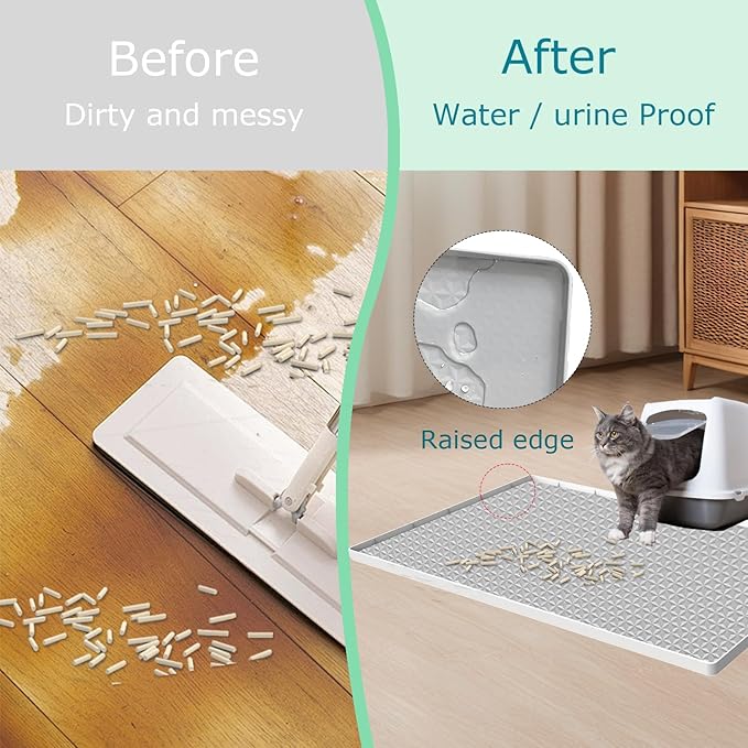 Cat Litter Mat for Litter Box, Silicone Large Cat Litter Trapping Mat - Image 7